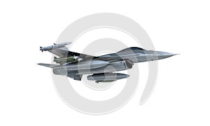 Jet F-16 isolate on white background. american military fighter plane. USA army photo