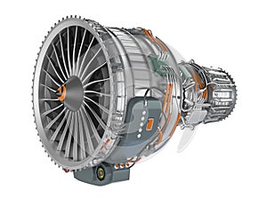 Jet fan engine isolated on white background.