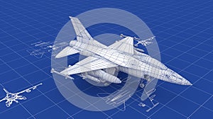 Jet Fighter Aircraft Blueprint