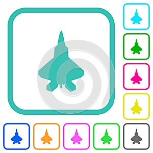 Jet fighter silhouette vivid colored flat icons