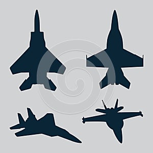 Jet Fighter Silhouettes Vector Graphic Set