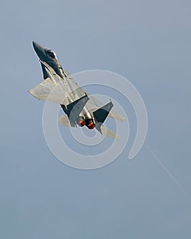 Jet fighter using afterburners