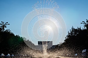 jet fountain during very hot summer day