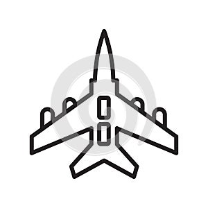 Jet icon vector sign and symbol isolated on white background, Jet logo concept, outline symbol, linear sign