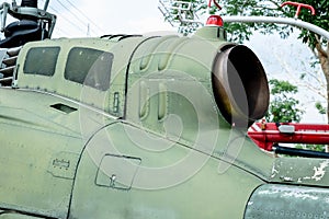 Jet intake on large rotary aircraft. helicopter jet engine turbine intake and rotor blade