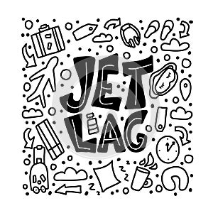 Jet lag quote. Vector concept illustration.