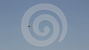 Jet military plane Su-24 flies overhead close.