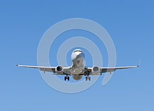 Jet passenger airplane landing