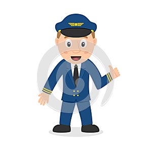 Jet Pilot Cartoon Character with Thumbs Up