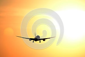 Jet plane, flying, sunset photo
