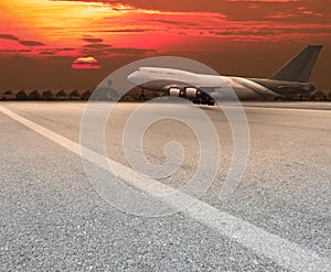 Jet plane landing on runway