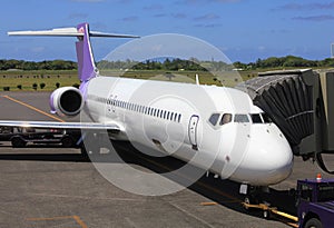 Jet plane parked at the gate