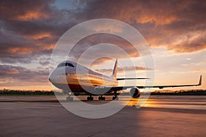 Jet plane parked with nice cloud on the background