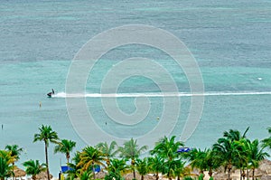 Jet ski in a blue caribbean sea