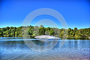 Jet ski on a blue lake