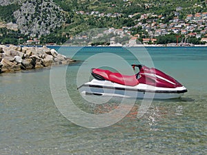 Jet ski on clear blue sea