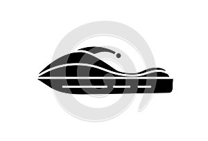 Jet ski icon. Black silhouette isolated on white background.