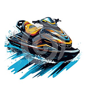 Jet Ski Illustration Isolated On White Background