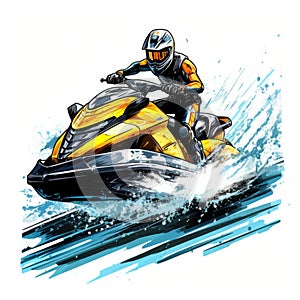 Jet Ski Illustration Isolated On White Background