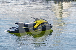 Jet ski on a raid in the dock, jet ski on the water