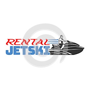 Jet Ski rental logo, badges and emblems isolated on white background. photo