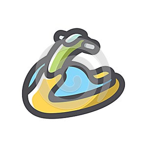 Jet Ski scooter Vector icon Cartoon illustration