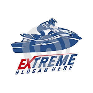 Jet Ski Sports Logo vector, Extreme Jet Ski design vector silhouette