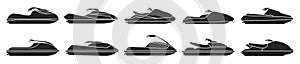 Jet ski vector black set icon. Vector illustration scooter on white background. Isolated black set icon jet ski.