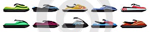 Jet ski vector cartoon set icon. Vector illustration scooter on white background. Isolated cartoon set icon jet ski.