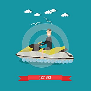 Jet ski vector illustration in flat style