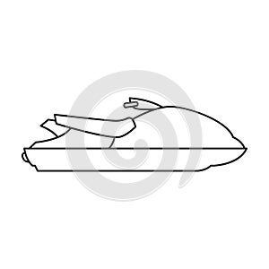 Jet ski vector outline icon. Vector illustration jetski on white background. Isolated outline illustration icon of jet