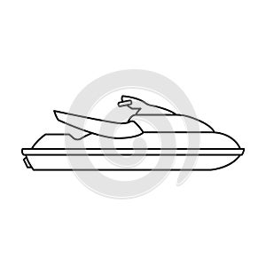 Jet ski vector outline icon. Vector illustration jetski on white background. Isolated outline illustration icon of jet