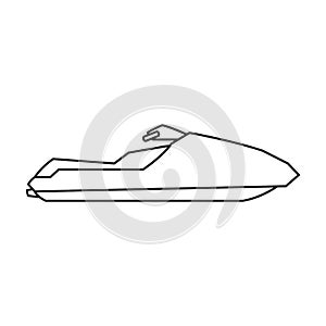 Jet ski vector outline icon. Vector illustration jetski on white background. Isolated outline illustration icon of jet