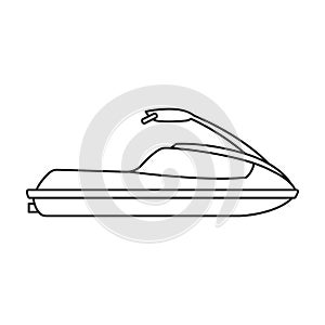 Jet ski vector outline icon. Vector illustration jetski on white background. Isolated outline illustration icon of jet