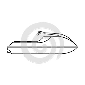 Jet ski vector outline icon. Vector illustration jetski on white background. Isolated outline illustration icon of jet