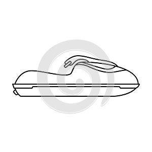 Jet ski vector outline icon. Vector illustration jetski on white background. Isolated outline illustration icon of jet