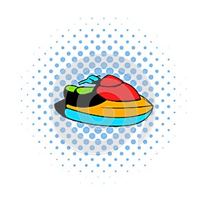 Jet ski water scooter icon, comics style