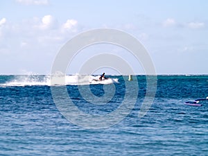 Jet skier in ocean