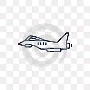 Jet vector icon isolated on transparent background, linear Jet t