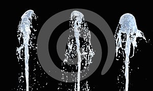 Jet of water upward stream on black background 3d