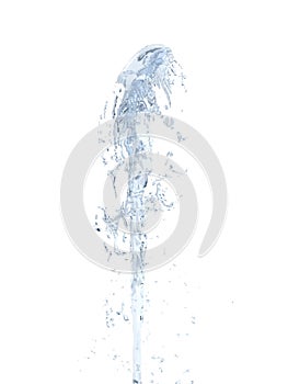 Jet of water upward stream on white background 3d
