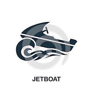 Jetboat icon. Monochrome simple Jetboat icon for templates, web design and infographics photo