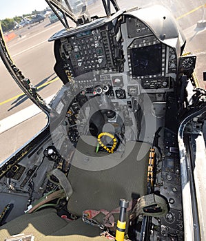 Jetfighter cockpit interior view