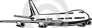 Jetliner Aircraft Flying Vector Illustration