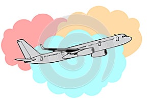 Jetliner hand drawn realistic doodle sketch tracing vector llustration