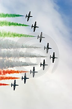 Jets formation with color smoke photo
