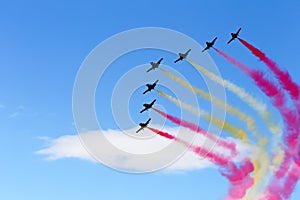 Jets formation with color smoke