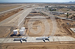 Jets parked on taxiway