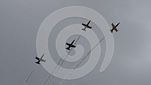 Jets performing aerobatics in the sky