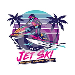 Jetski Racing extreme sport vector illustration design